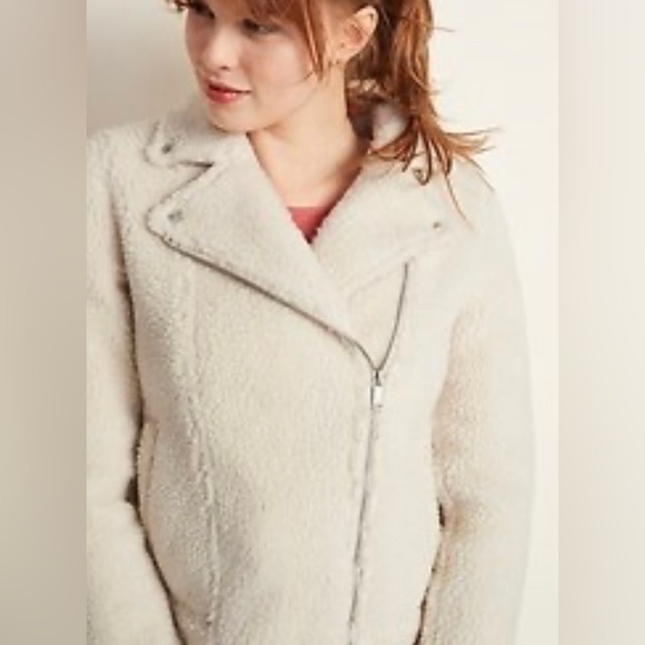 NWT Sherpa Moto Jacket white - Picture 2 of 7